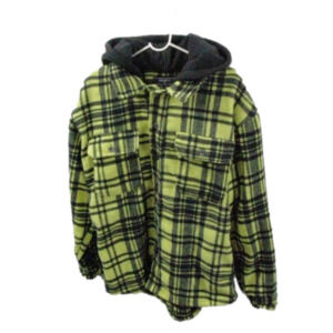 Forever 21 Men Yellow/Black Plaid Fleece Hooded Shacket Size Large